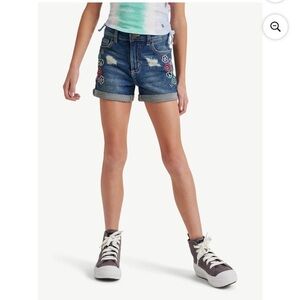 Justice Girls Denim Distressed Stretchy Shorts